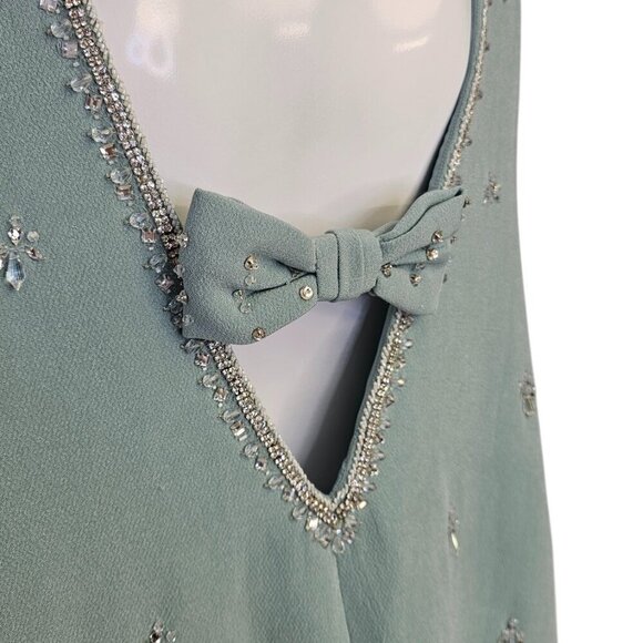 Anthropologie Atsu Crystal-Embellished Bow Mini Dress, Blue, Open Back, Party,2X - Picture 8 of 12